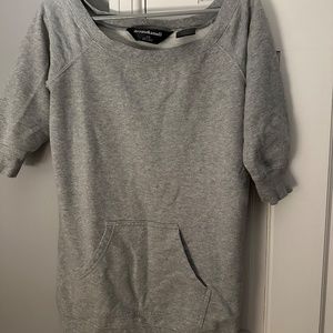 Norma Kamali Oversized Off the shoulder gray kangaroo sweatshirt